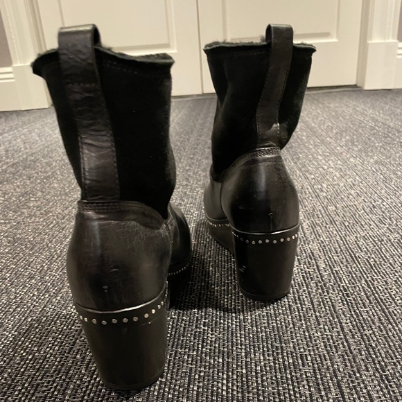 Rag & Bone Nelson Clog Leather & Shearling Booties in Black - Picture 4 of 6